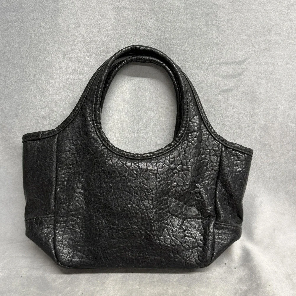 Tommy Hilfiger Handbag Womens Black Pebbled Satchel Top Handle Turn‎ Lock Pocket